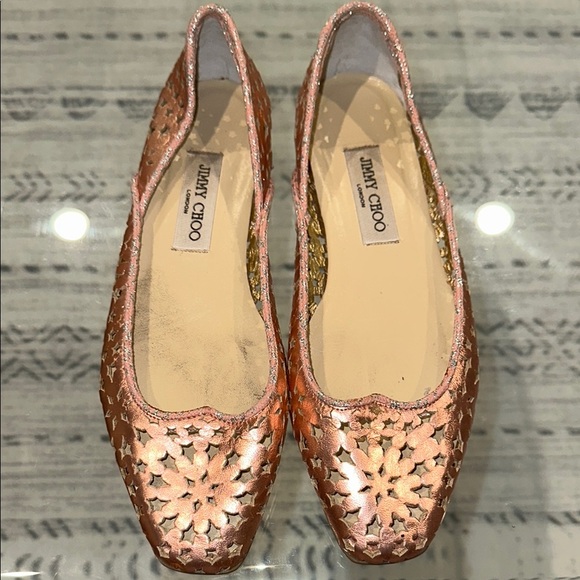 Jimmy‎ Choo Women's ROSE GOLD Ballet Flats SIZE 39 runs small - Picture 1 of 7